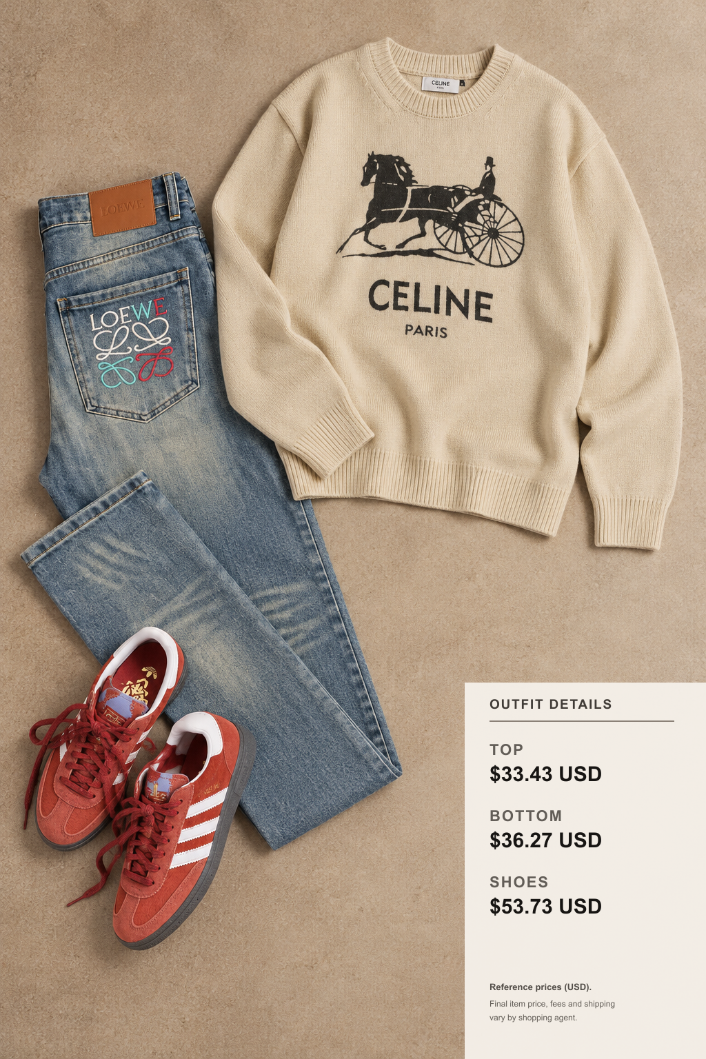 celine Knitwear: 3 Fall-Winter Looks outfit 2 editorial flat lay for fashionreps
