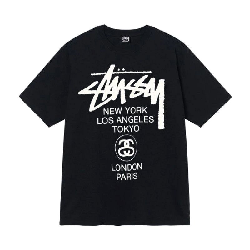 Stussy Letter-Print Black Tee Review: 250–300 gsm Cotton at $8.06